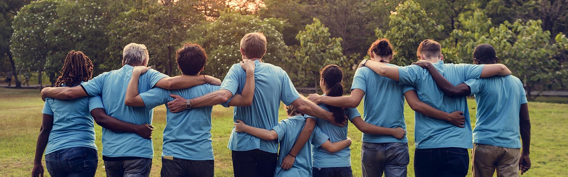 People holding hands in a line